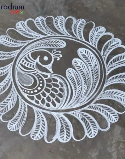 Paisley and Peacock Feather Rangoli